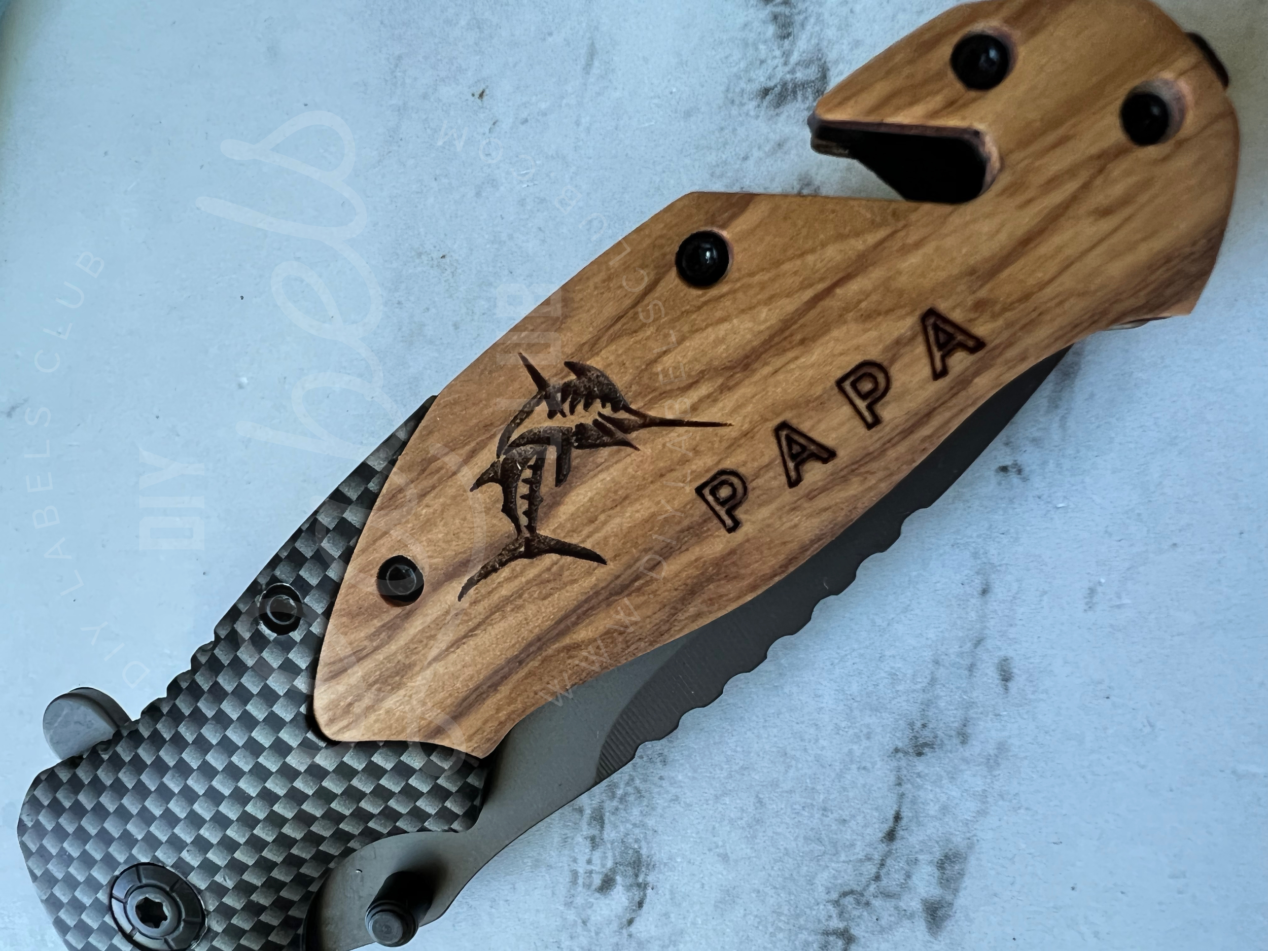 Custom Engraved Olive Wood Knife — DIY Labels Club